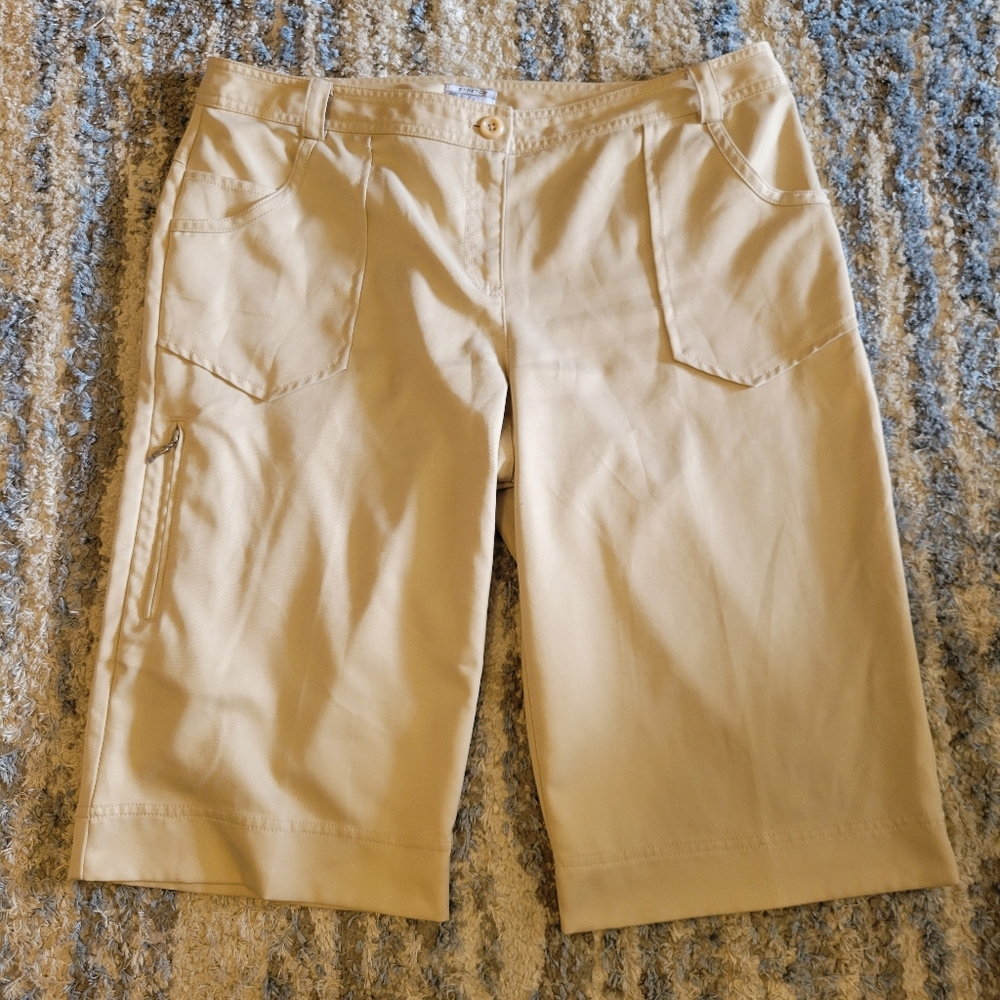 Izod Tan Bermuda Shorts Classic Cotton Blend Size 12